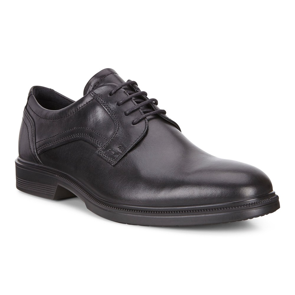 ECCO Mens Dress Shoes Black - Lisbon Plain Toe Tie - UIG-540628